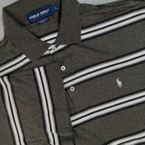 Polo Ralph Lauren Other - Polo Golf Ralph Lauren Polo Shirt Mens Large Gray White Striped Pima Cotton Golf